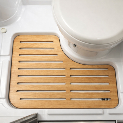 Duschwanne mit herausnehmbarem Duschboden aus Holz / Holzrost in Teak-Optik - für Kassettentoilette - passend für Clever Reisemobile