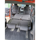 2-er Schlafsitzbank S2 von Aguti mit integrierter Kopfstütze, Beinauflage und Adapter für Mercedes Benz Vito / V-Klasse mit Originalschienenn