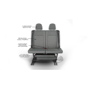 2-er Schlafsitzbank S2 von Aguti mit integrierter Kopfstütze, Beinauflage und Adapter für Mercedes Benz Vito / V-Klasse mit Originalschienenn