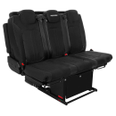 Bodenplatte mit Isolierung & 2 Aluminiumschienen für VW T5/T6 L1 – PVC Holzoptik inkl. SAF43 Schlafsitzbank (118 cm)