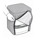 Stoffhocker schwarz mit Porta Potti 335 - mit Polster und Toilette