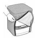 Stoffhocker grau mit Porta Potti 145 - mit Polster und Toilette