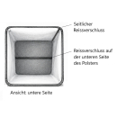 Stoffhocker grau mit Porta Potti 145 - mit Polster und Toilette