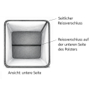 Stoffhocker grau mit Porta Potti 365 - mit Polster und Toilette