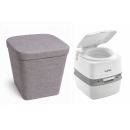 Stoffhocker grau mit Porta Potti 335 - mit Polster und...
