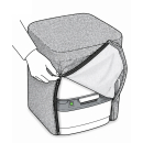 Stoffhocker blau mit Porta Potti 345 - mit Polster und Toilette