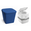 Stoffhocker blau mit Porta Potti 365 - mit Polster und...