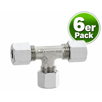 GOK Gasrohr T-Verschraubung - 8mm - 6er Pack