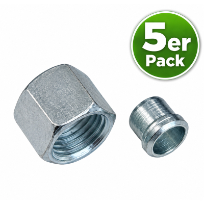 GOK Gasrohr Schneidring + Überwurfmutter - 8mm - 5er Pack