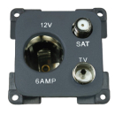 C-Line 12V-Steckdose mit Antennen- und Satellitenanschluss - anthrazit - 5er Pack (3038)