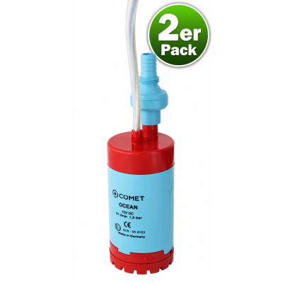 Comet Tauchpumpe Ocean - 12 V - 18 Liter - 1,5 bar - mit Rückschlagventil - 2er Pack