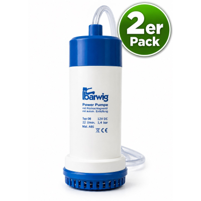 Barwig Hochleistungs-Tauchpumpe Typ 08 - 12 V - 22 Liter - 1,4 bar - mit Rückschlagventil - 2er Pack