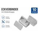 Eckverbinder mit Abdeckkappe - 10 Stück - grau -...